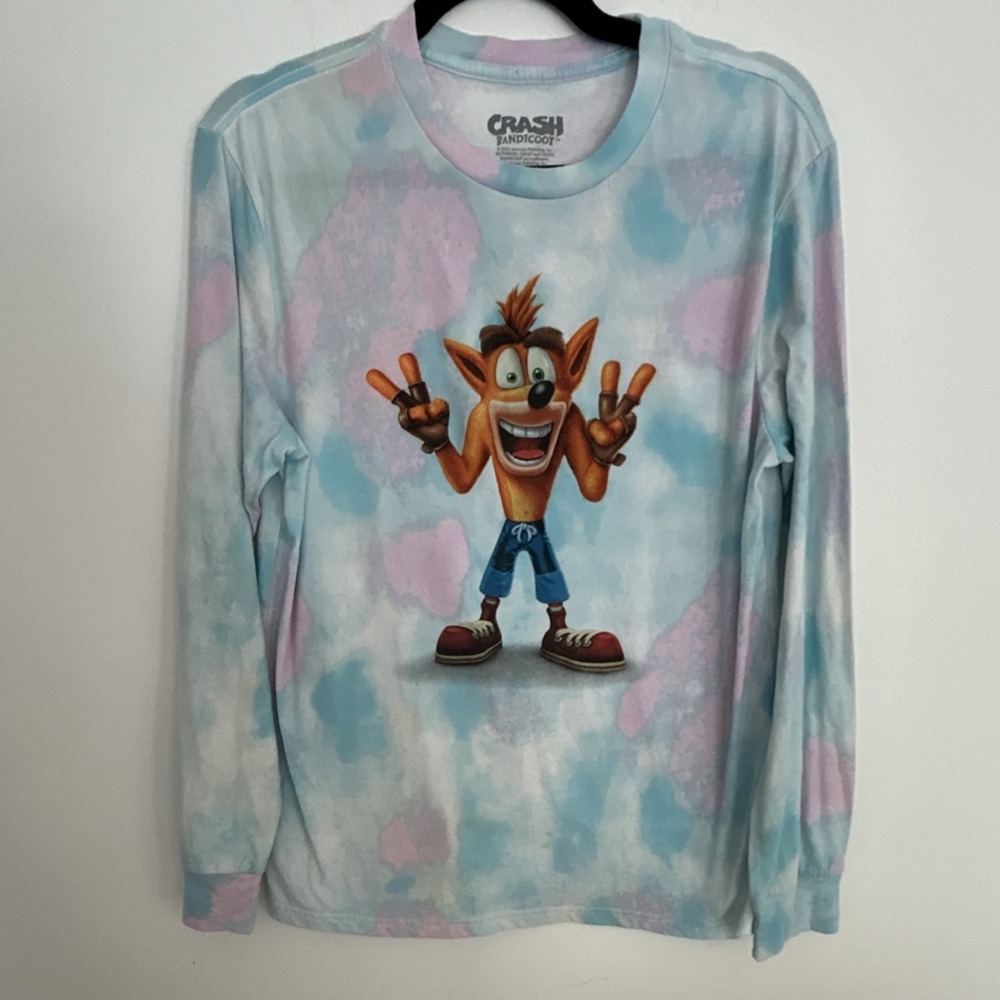 Crash Bandicoot Men's Long Sleeve Graphic Logo Cotton Blend T-Shirt Multicolor M